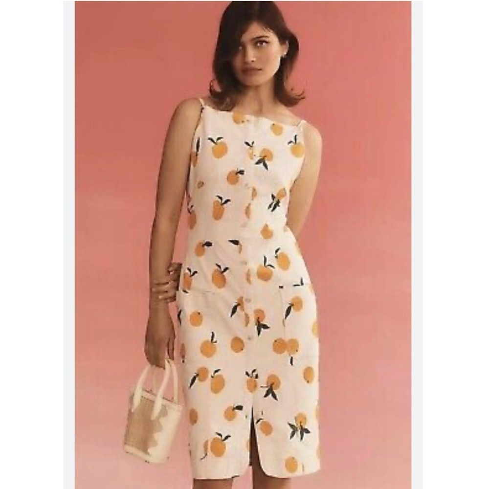 MAEVE BY anthropologie Dylan Mierzwinsky Orange Print Sleeveless Dress size M